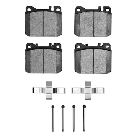 Dynamic Friction Co 5000 Advanced Brake Pads - Low Metallic and Hardware Kit, Long Pad Wear, Front 1551-0145-11